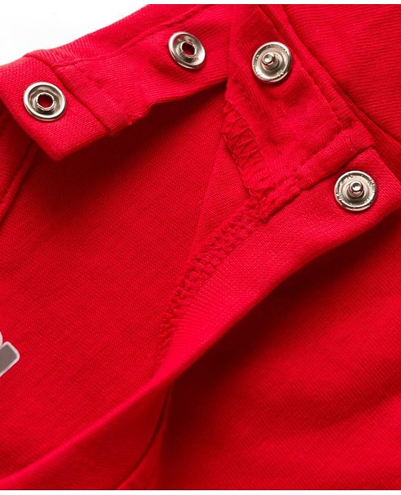 Babyhug 100% Cotton Knit Half Sleeves Text Printed T-Shirt- Red