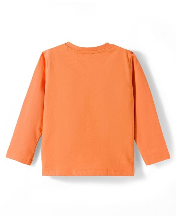 Babyhug Cotton Knit Full Sleeves Striped Abstract & Text Printed T-Shirts Pack of 3 - Orange & White