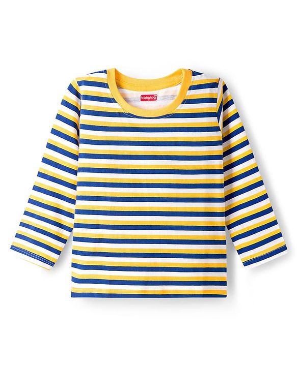 Babyhug Cotton Knit Full Sleeves Striped & Printed T-Shirts Pack of 3 - Multicolor