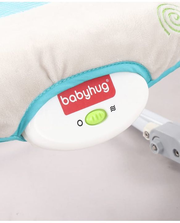 Babyhug 2-in-1 Rockers & Reclining Chair with Calming Vibration| Adjustable Recline| Safety Harness| Removable & Washable Fabric| Foldout Stand for Stable Position| Compact Fold  - Sky