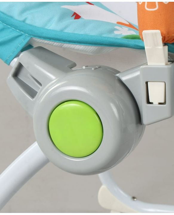 Babyhug 2-in-1 Rockers & Reclining Chair with Calming Vibration| Adjustable Recline| Safety Harness| Removable & Washable Fabric| Foldout Stand for Stable Position| Compact Fold  - Sky