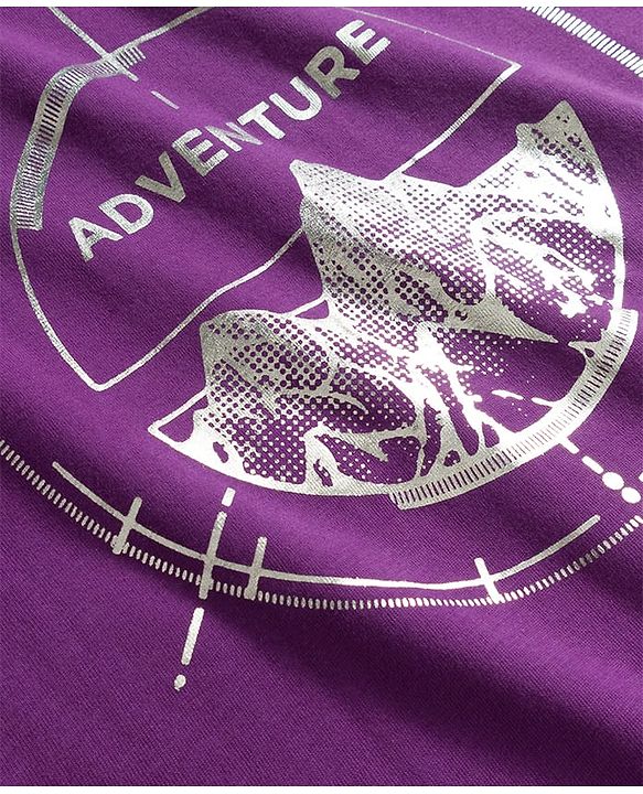 Pine Kids Cotton Knit T-Shirt with Graphic Print Imperial Purple 4-5 Years