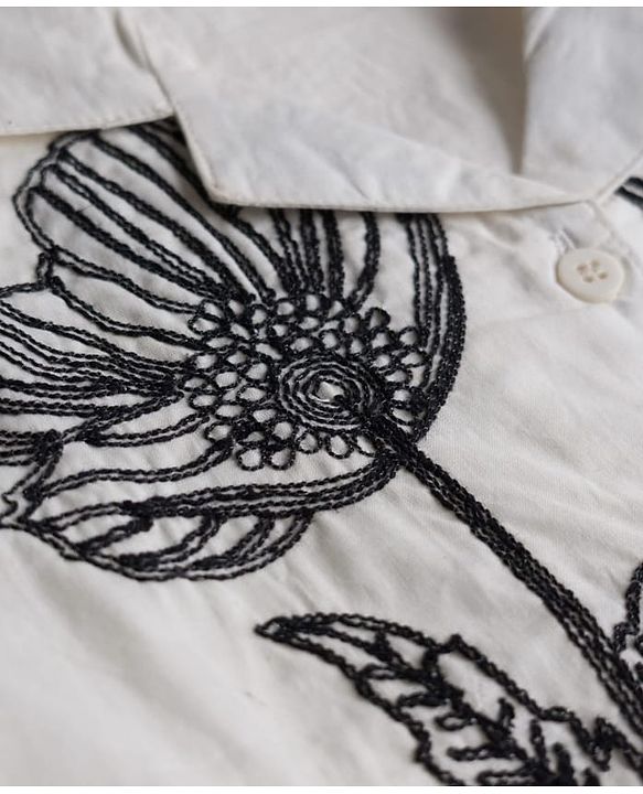 Pine Kids 100% Cotton Woven Half Sleeves Floral Embroidered Top - White