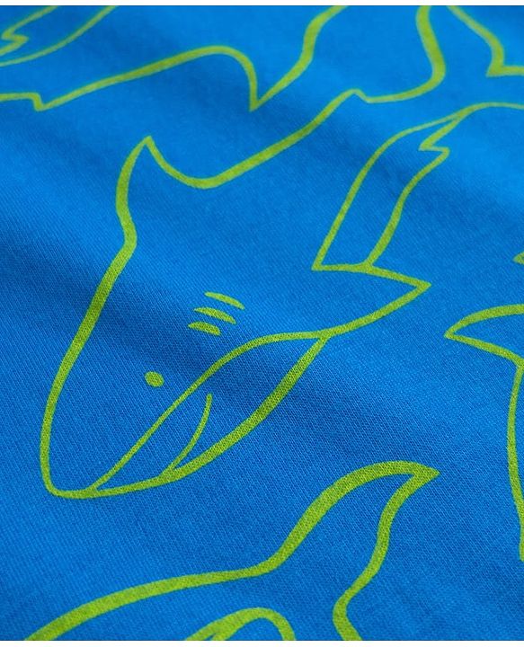 Babyhug Cotton Knit Full Sleeves Sea Life Printed Co-Ords T-Shirt & Pyjama Night Suit - Blue
