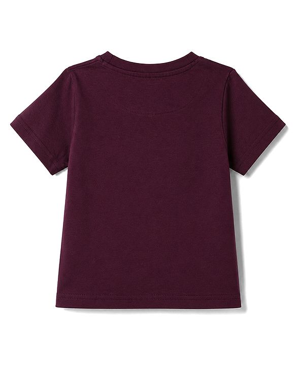 Pine Kids Cotton Knit Half Sleeves Skate Theme Printed T-Shirt -Wine