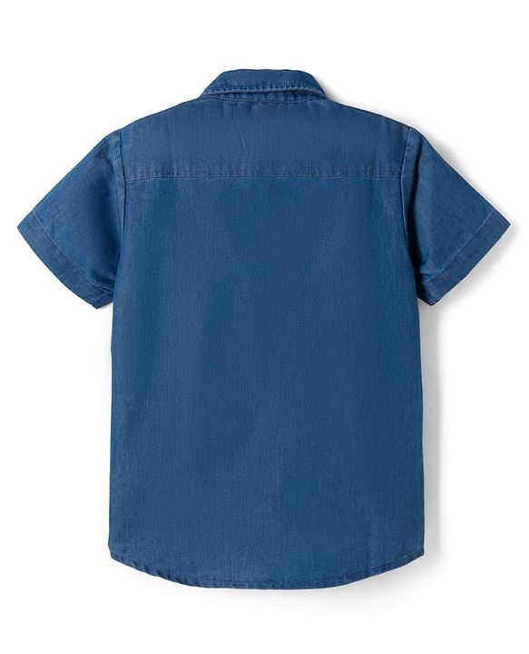 Pine Kids Marvel Half Sleeves Denim Shirt with Avengers Graphic - Blue