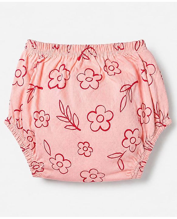 Babyhug 100% Cotton Interlock Knit Frock and Bloomer with Half Sleeves and Floral Print in Pink for New born
