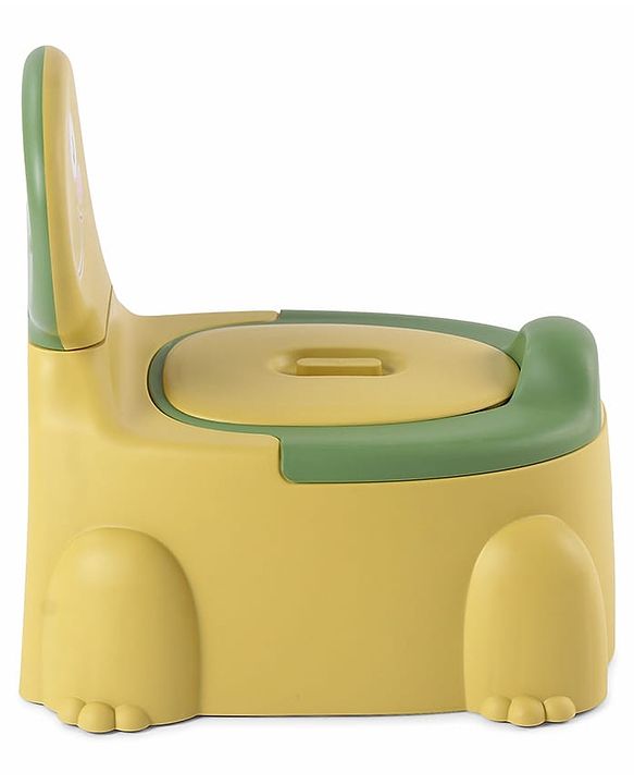 Babyhug Dino Baby Potty Chair - Yellow| Comfortable Seating with Backrest| Non-Slip Base| Easy to Clean Removable Bowl| Splash Guard| Lightweight & Portable | Toddler Potty Training Seat