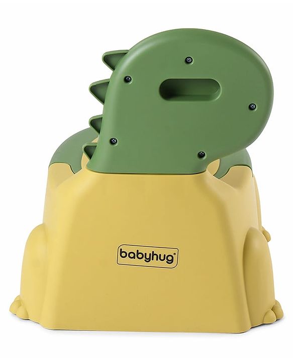 Babyhug Dino Baby Potty Chair - Yellow| Comfortable Seating with Backrest| Non-Slip Base| Easy to Clean Removable Bowl| Splash Guard| Lightweight & Portable | Toddler Potty Training Seat