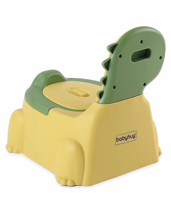 Babyhug Dino Baby Potty Chair - Yellow| Comfortable Seating with Backrest| Non-Slip Base| Easy to Clean Removable Bowl| Splash Guard| Lightweight & Portable | Toddler Potty Training Seat