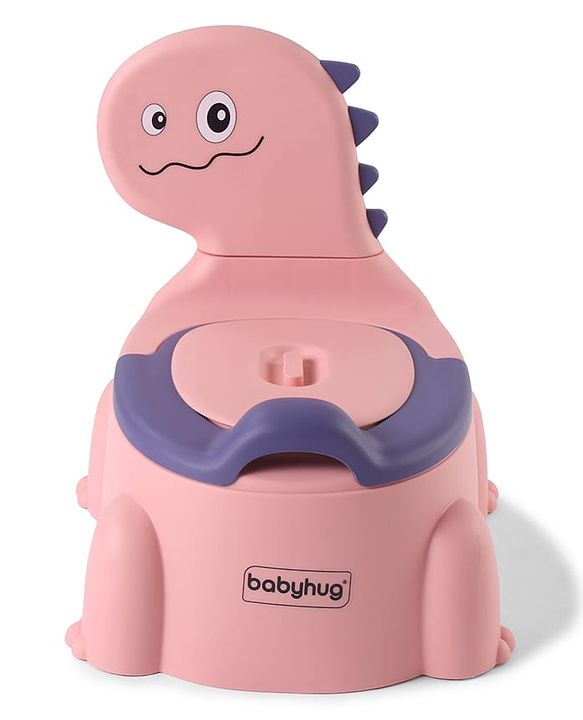 Babyhug Dino Baby Potty Chair - Yellow| Comfortable Seating with Backrest| Non-Slip Base| Easy to Clean Removable Bowl| Splash Guard| Lightweight & Portable | Toddler Potty Training Seat