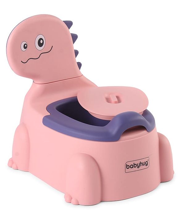 Babyhug Dino Baby Potty Chair - Yellow| Comfortable Seating with Backrest| Non-Slip Base| Easy to Clean Removable Bowl| Splash Guard| Lightweight & Portable | Toddler Potty Training Seat