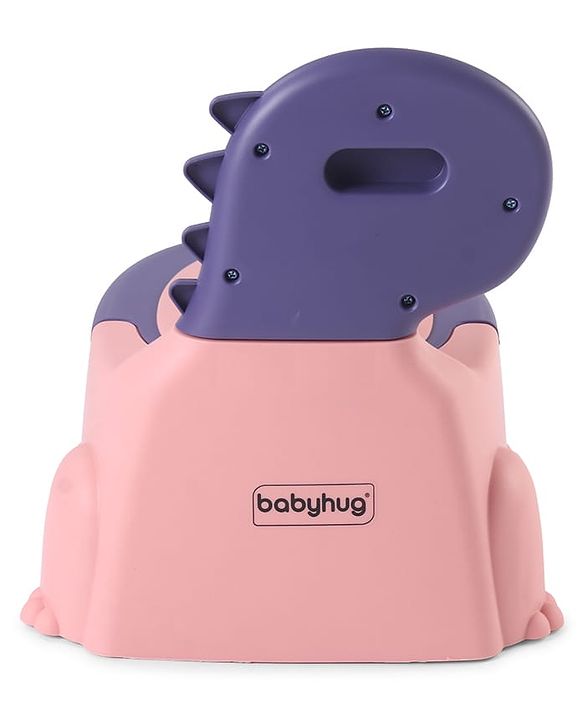 Babyhug Dino Baby Potty Chair - Yellow| Comfortable Seating with Backrest| Non-Slip Base| Easy to Clean Removable Bowl| Splash Guard| Lightweight & Portable | Toddler Potty Training Seat