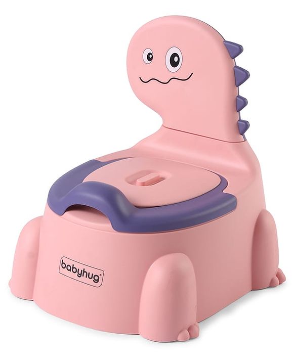 Babyhug Dino Baby Potty Chair - Yellow| Comfortable Seating with Backrest| Non-Slip Base| Easy to Clean Removable Bowl| Splash Guard| Lightweight & Portable | Toddler Potty Training Seat