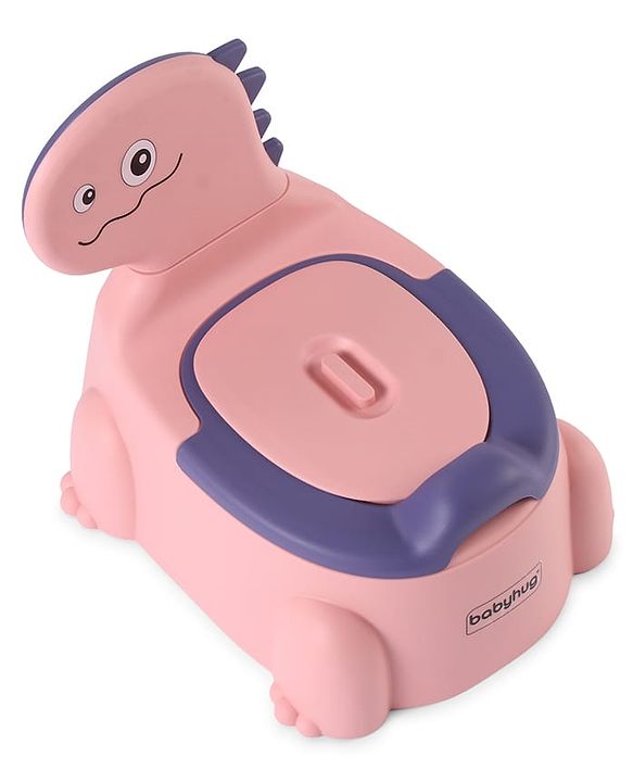 Babyhug Dino Baby Potty Chair - Yellow| Comfortable Seating with Backrest| Non-Slip Base| Easy to Clean Removable Bowl| Splash Guard| Lightweight & Portable | Toddler Potty Training Seat