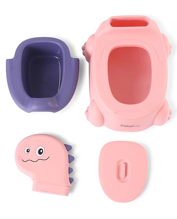 Babyhug Dino Baby Potty Chair - Yellow| Comfortable Seating with Backrest| Non-Slip Base| Easy to Clean Removable Bowl| Splash Guard| Lightweight & Portable | Toddler Potty Training Seat