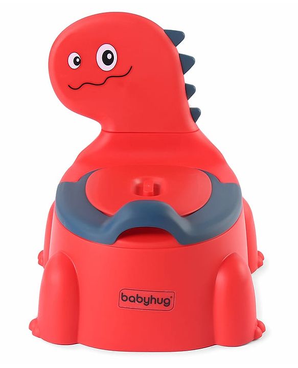 Babyhug Dino Baby Potty Chair - Yellow| Comfortable Seating with Backrest| Non-Slip Base| Easy to Clean Removable Bowl| Splash Guard| Lightweight & Portable | Toddler Potty Training Seat