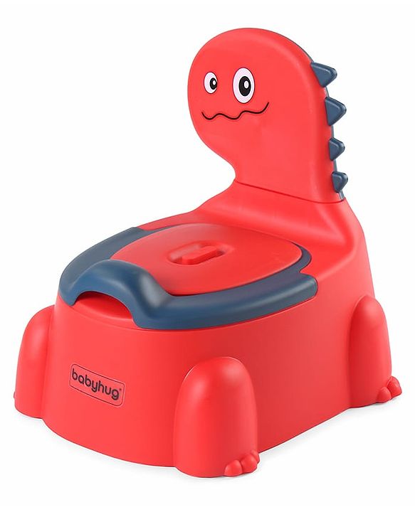 Babyhug Dino Baby Potty Chair - Yellow| Comfortable Seating with Backrest| Non-Slip Base| Easy to Clean Removable Bowl| Splash Guard| Lightweight & Portable | Toddler Potty Training Seat