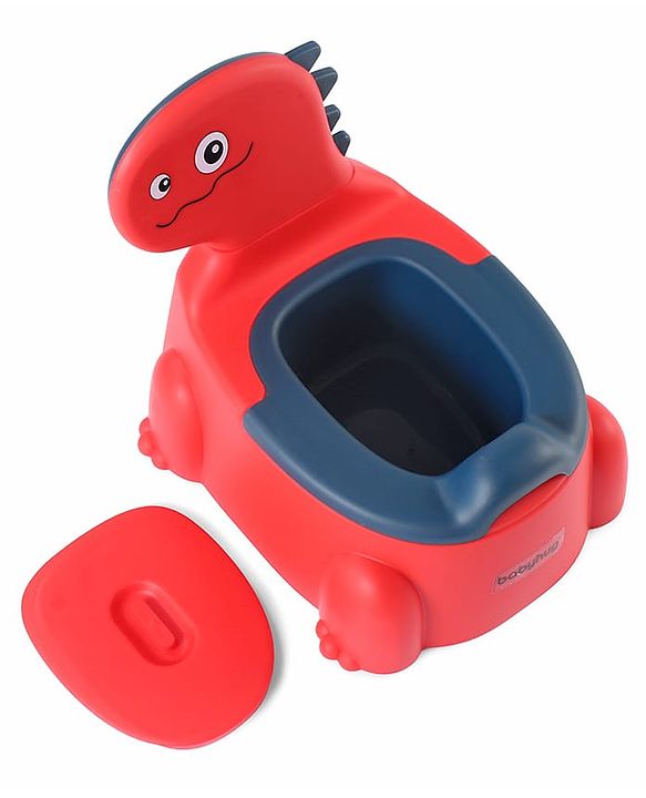 Babyhug Dino Baby Potty Chair - Yellow| Comfortable Seating with Backrest| Non-Slip Base| Easy to Clean Removable Bowl| Splash Guard| Lightweight & Portable | Toddler Potty Training Seat
