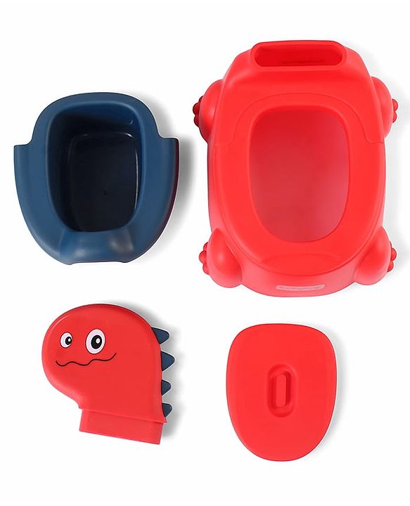 Babyhug Dino Baby Potty Chair - Yellow| Comfortable Seating with Backrest| Non-Slip Base| Easy to Clean Removable Bowl| Splash Guard| Lightweight & Portable | Toddler Potty Training Seat