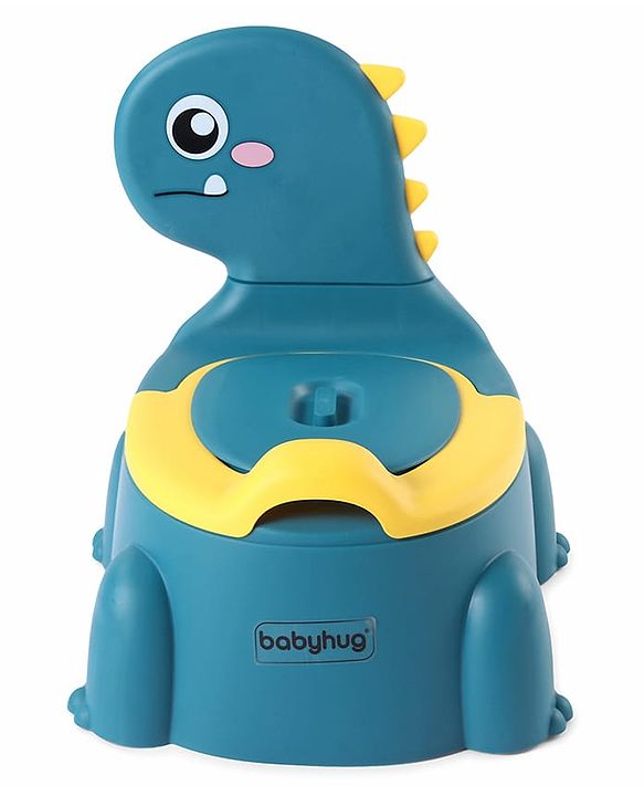 Babyhug Dino Baby Potty Chair - Yellow| Comfortable Seating with Backrest| Non-Slip Base| Easy to Clean Removable Bowl| Splash Guard| Lightweight & Portable | Toddler Potty Training Seat