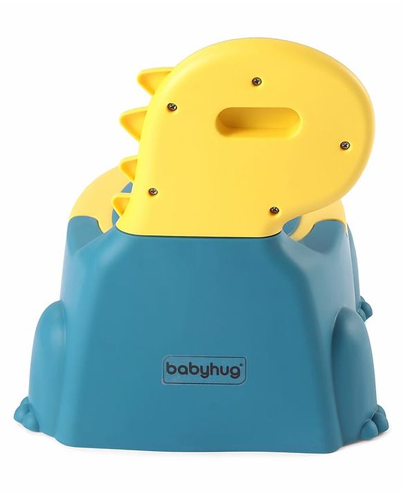 Babyhug Dino Baby Potty Chair - Yellow| Comfortable Seating with Backrest| Non-Slip Base| Easy to Clean Removable Bowl| Splash Guard| Lightweight & Portable | Toddler Potty Training Seat
