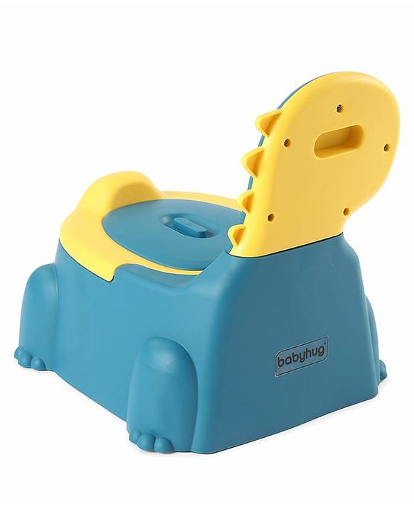 Babyhug Dino Baby Potty Chair - Yellow| Comfortable Seating with Backrest| Non-Slip Base| Easy to Clean Removable Bowl| Splash Guard| Lightweight & Portable | Toddler Potty Training Seat