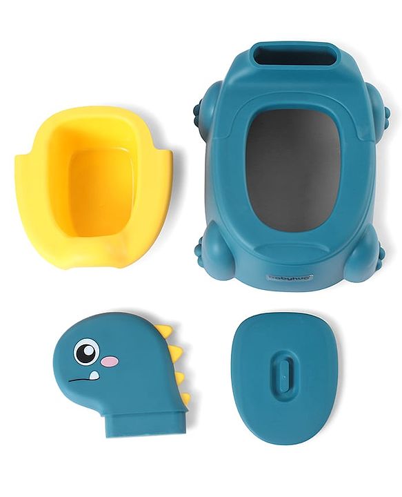 Babyhug Dino Baby Potty Chair - Yellow| Comfortable Seating with Backrest| Non-Slip Base| Easy to Clean Removable Bowl| Splash Guard| Lightweight & Portable | Toddler Potty Training Seat