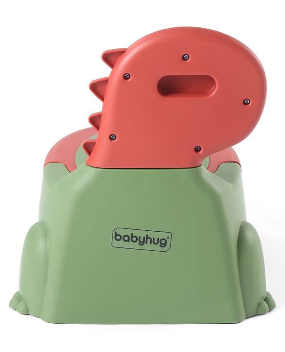 Babyhug Dino Baby Potty Chair - Yellow| Comfortable Seating with Backrest| Non-Slip Base| Easy to Clean Removable Bowl| Splash Guard| Lightweight & Portable | Toddler Potty Training Seat