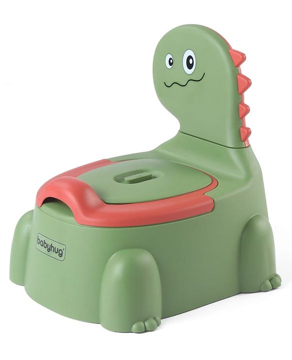 Babyhug Dino Baby Potty Chair - Yellow| Comfortable Seating with Backrest| Non-Slip Base| Easy to Clean Removable Bowl| Splash Guard| Lightweight & Portable | Toddler Potty Training Seat