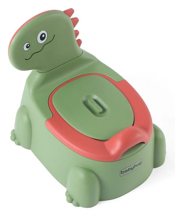 Babyhug Dino Baby Potty Chair - Yellow| Comfortable Seating with Backrest| Non-Slip Base| Easy to Clean Removable Bowl| Splash Guard| Lightweight & Portable | Toddler Potty Training Seat