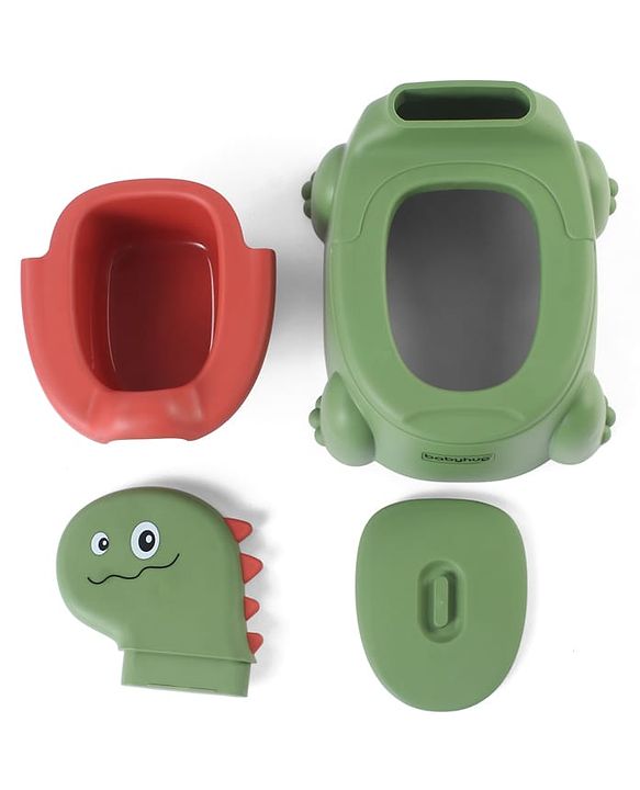 Babyhug Dino Baby Potty Chair - Yellow| Comfortable Seating with Backrest| Non-Slip Base| Easy to Clean Removable Bowl| Splash Guard| Lightweight & Portable | Toddler Potty Training Seat