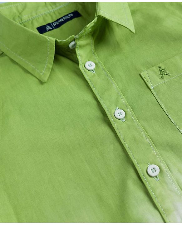 Pine Kids Cotton Woven Full Sleeves Ombre Shirt - Green & White