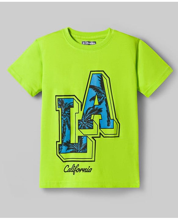 Pine Kids Cotton Knit Half Sleeves Beach Theme & Text Printed T-Shirts Pack Of 5 - Multicolour