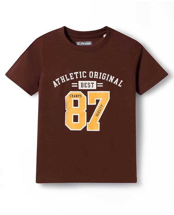 Pine Kids Cotton Knit Half Sleeves Beach Theme & Text Printed T-Shirts Pack Of 5 - Multicolour
