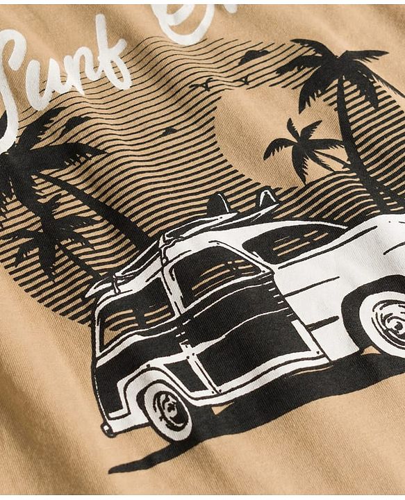 Pine Kids Cotton Knit Half Sleeves Beach Theme & Text Printed T-Shirts Pack Of 5 - Multicolour