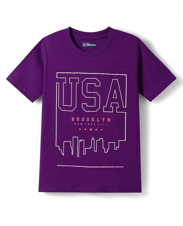 Pine Kids Cotton Knit Half Sleeves Sports Theme & Text Printed T-Shirts Pack Of 5 - Multicolour
