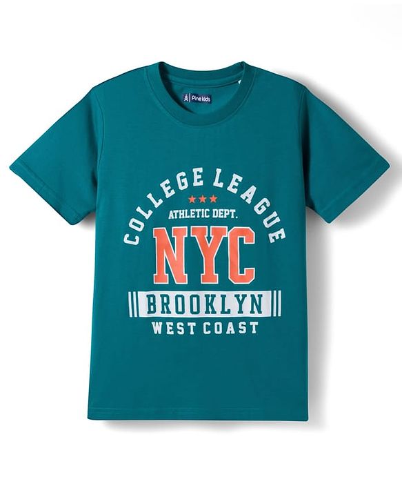 Pine Kids Cotton Knit Half Sleeves Sports Theme & Text Printed T-Shirts Pack Of 5 - Multicolour