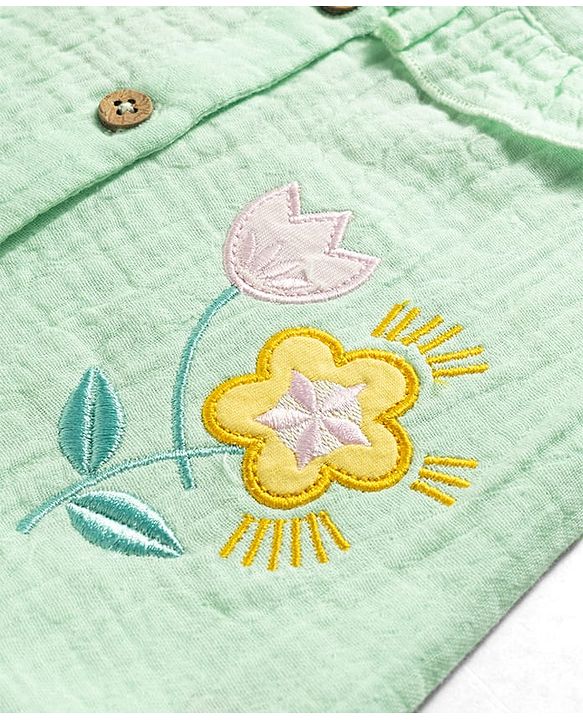 Babyhug Cotton Woven Top with Embroidery Detailing Sleeveless Round Neck MULTICOLOR 6-9 Months