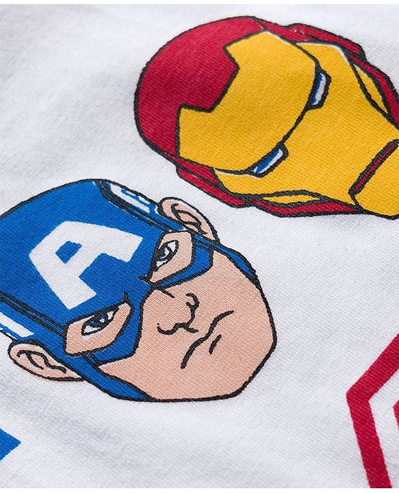 Pine Kids Marvel Single Jersey Knit Half Sleeves T-Shirt with Avengers Graphic - White