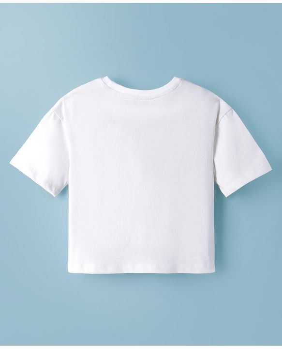 Pine Kids Disney Single Jersey Knit Half Sleeves Crop T-Shirt With Minnie Mouse & Friends Graphics - White