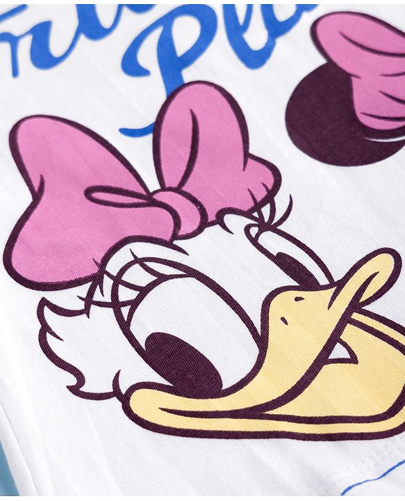 Pine Kids Disney Single Jersey Knit Half Sleeves Crop T-Shirt With Minnie Mouse & Friends Graphics - White