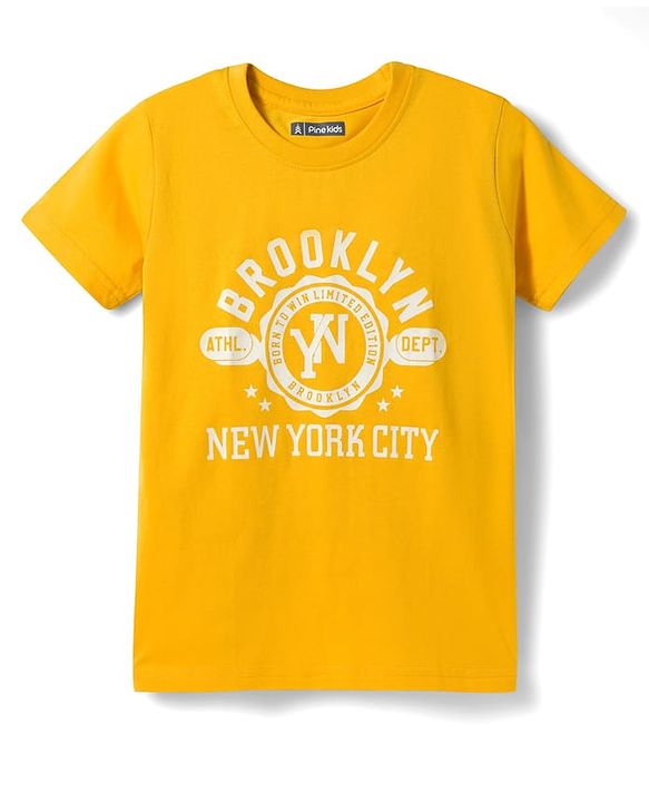 Pine Kids Cotton Knit Half Sleeves Text Printed T-Shirts Pack Of 5 - Multicolour