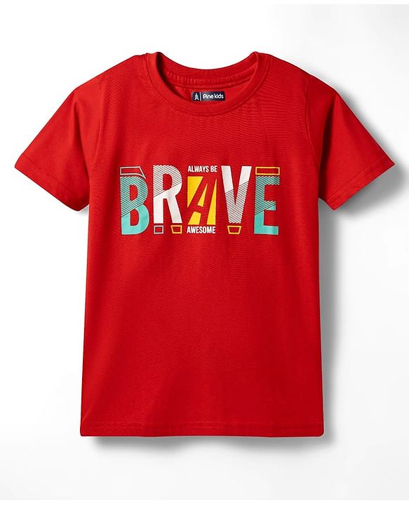 Pine Kids Cotton Knit Half Sleeves Text Printed T-Shirts Pack Of 5 - Multicolour