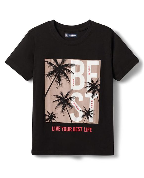 Pine Kids Cotton Knit Half Sleeves beach Theme & Text Printed T-Shirts Pack Of 5 - Multicolour