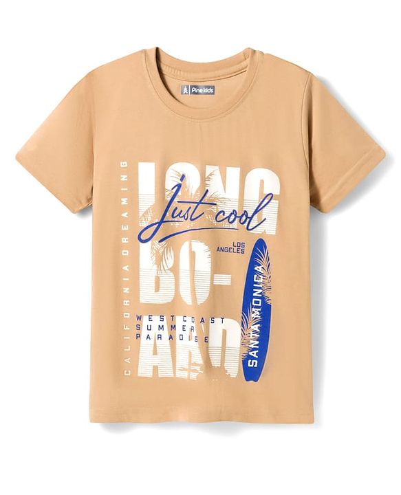 Pine Kids Cotton Knit Half Sleeves beach Theme & Text Printed T-Shirts Pack Of 5 - Multicolour