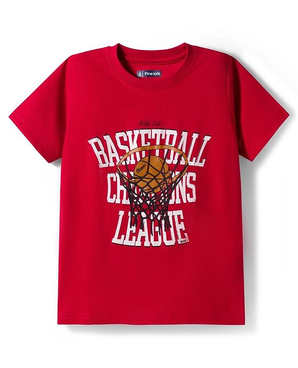 Pine Kids Cotton Knit Half Sleeves Sports & Text Theme Printed T-Shirts Pack Of 5 - Multicolour