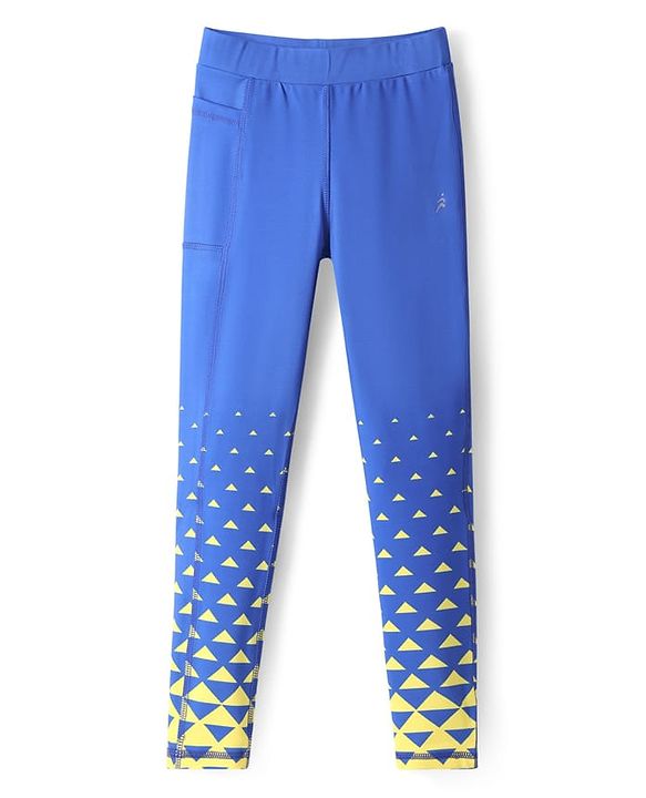 Pine Active Knit Full Length Super Stretch Printed Leggings - Blue