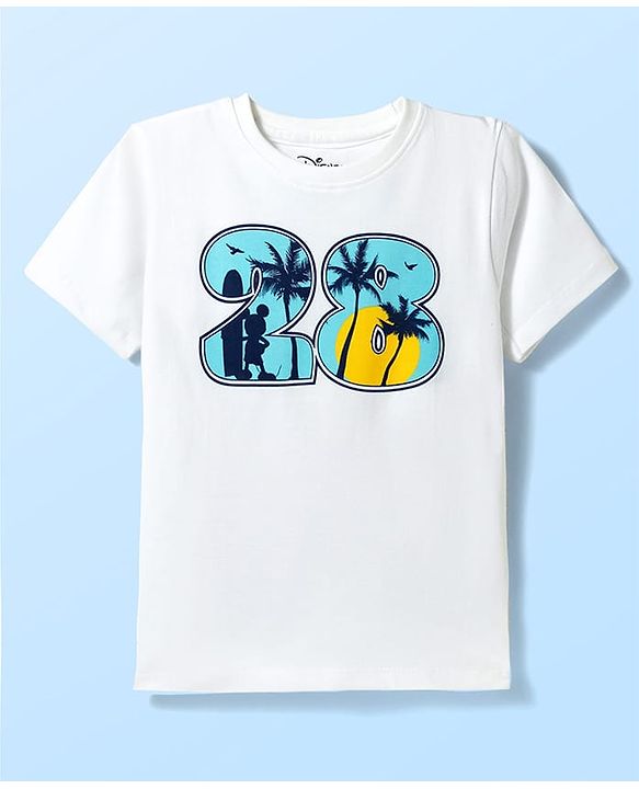 Pine Kids Disney 100% Cotton Knit Half Sleeves T-shirt With Mickey Mouse & Friends Graphics -White