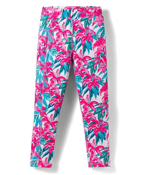 Pine Active Knit Full Length Floral Printed Super Stretch Leggings - Multicolour